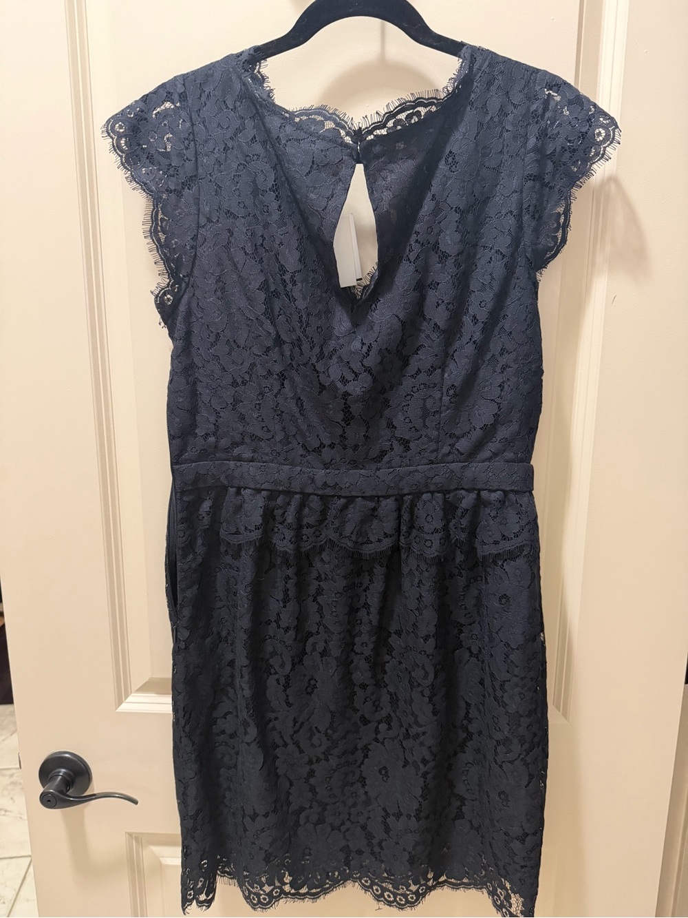 Joie Navy Lace Cap Sleeve Midi Dress
